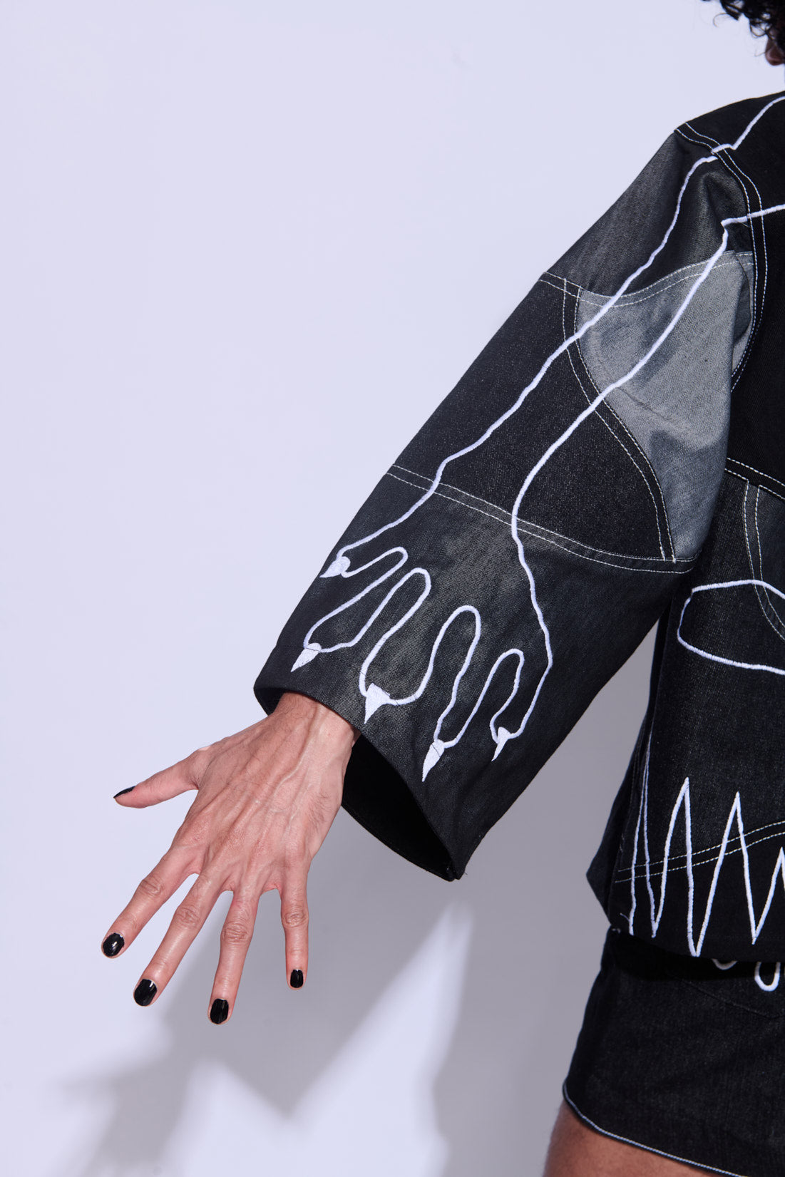 Black unisex denim Jacket sleeve