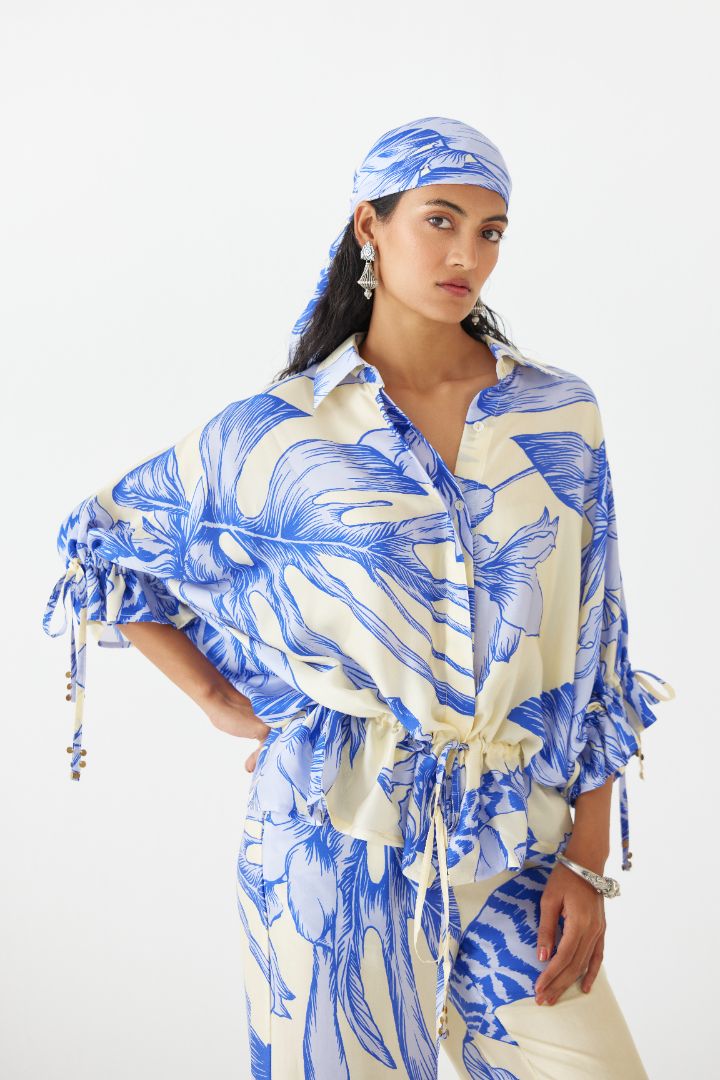 Blue Aphrodite Drawstring Co-ord Set close up