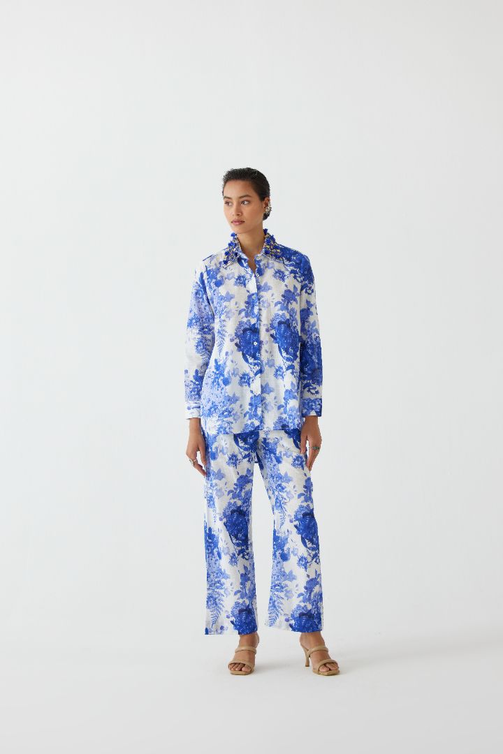 Blue Chintz Shirt and Pants Set