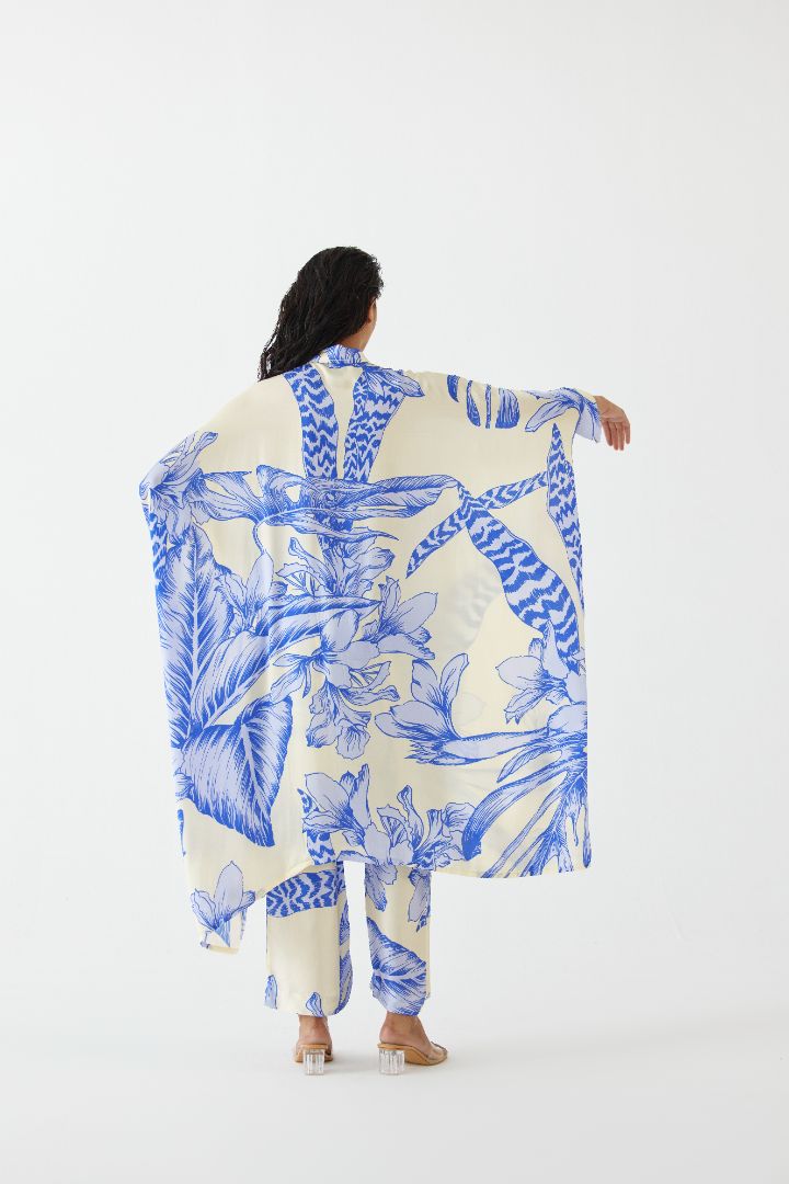 Blue Riad Kimono and Pants Set - back