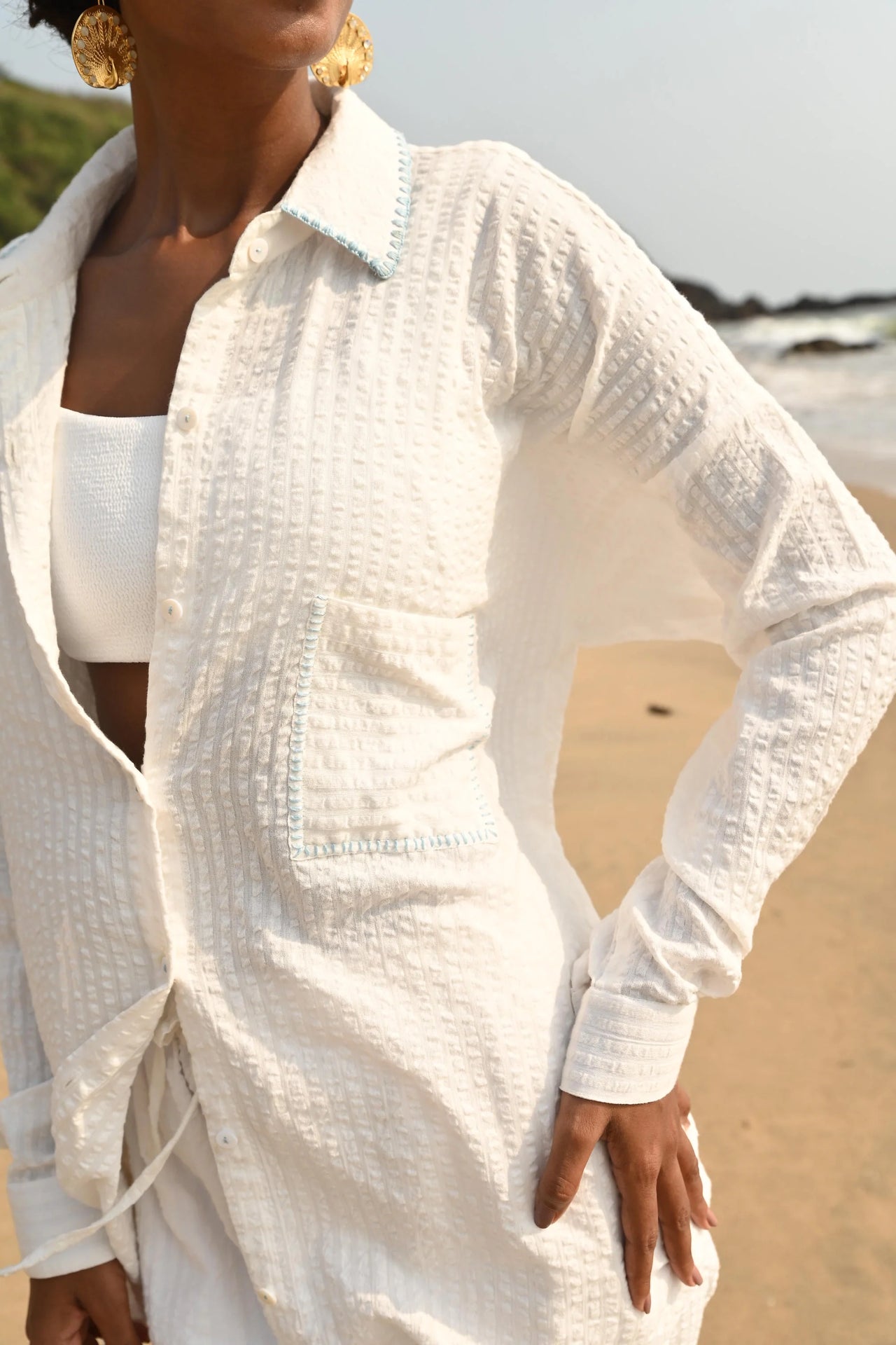 Blue Cotton Shirt | Oversized | Breezy