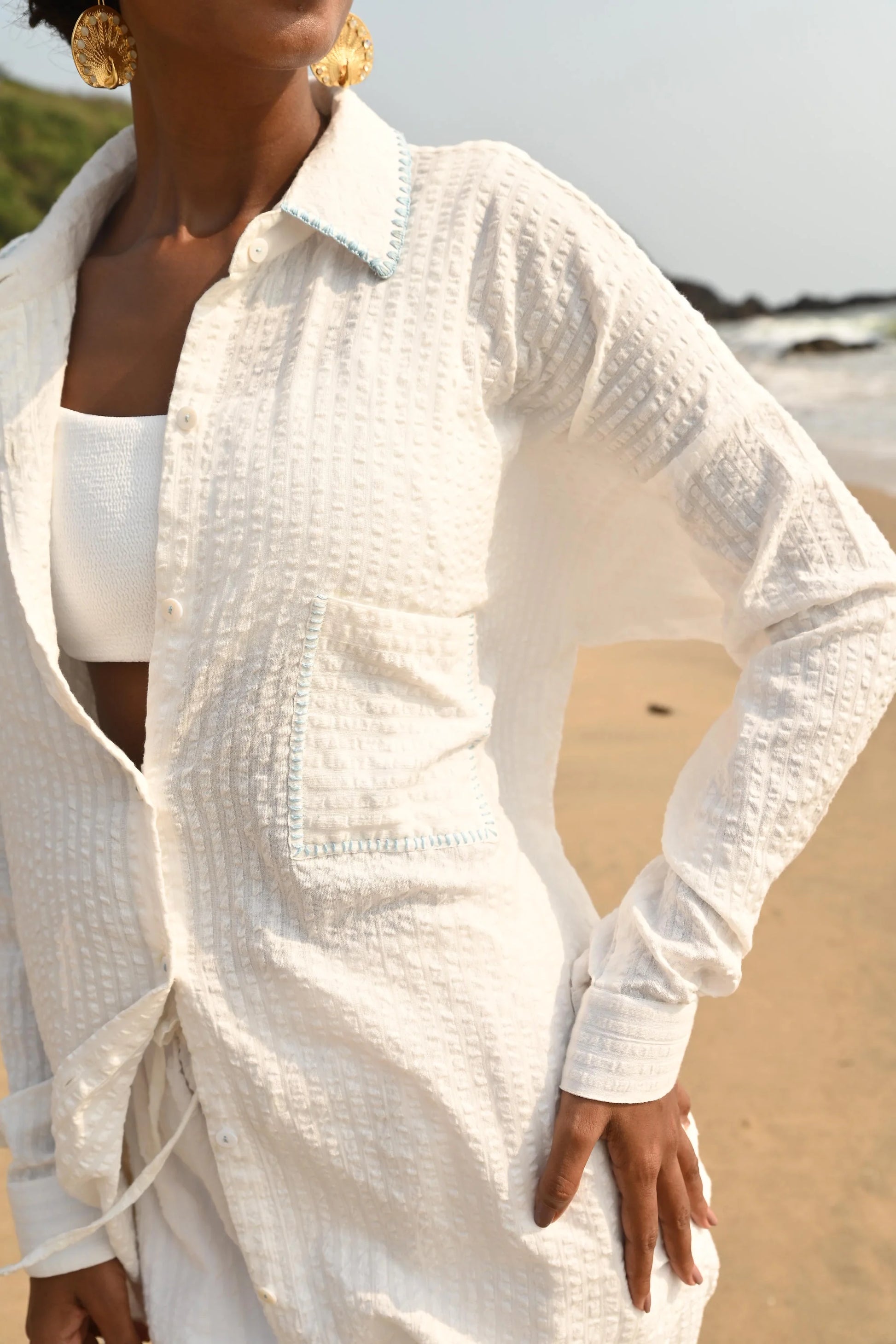 Blue Cotton Shirt | Oversized | Breezy