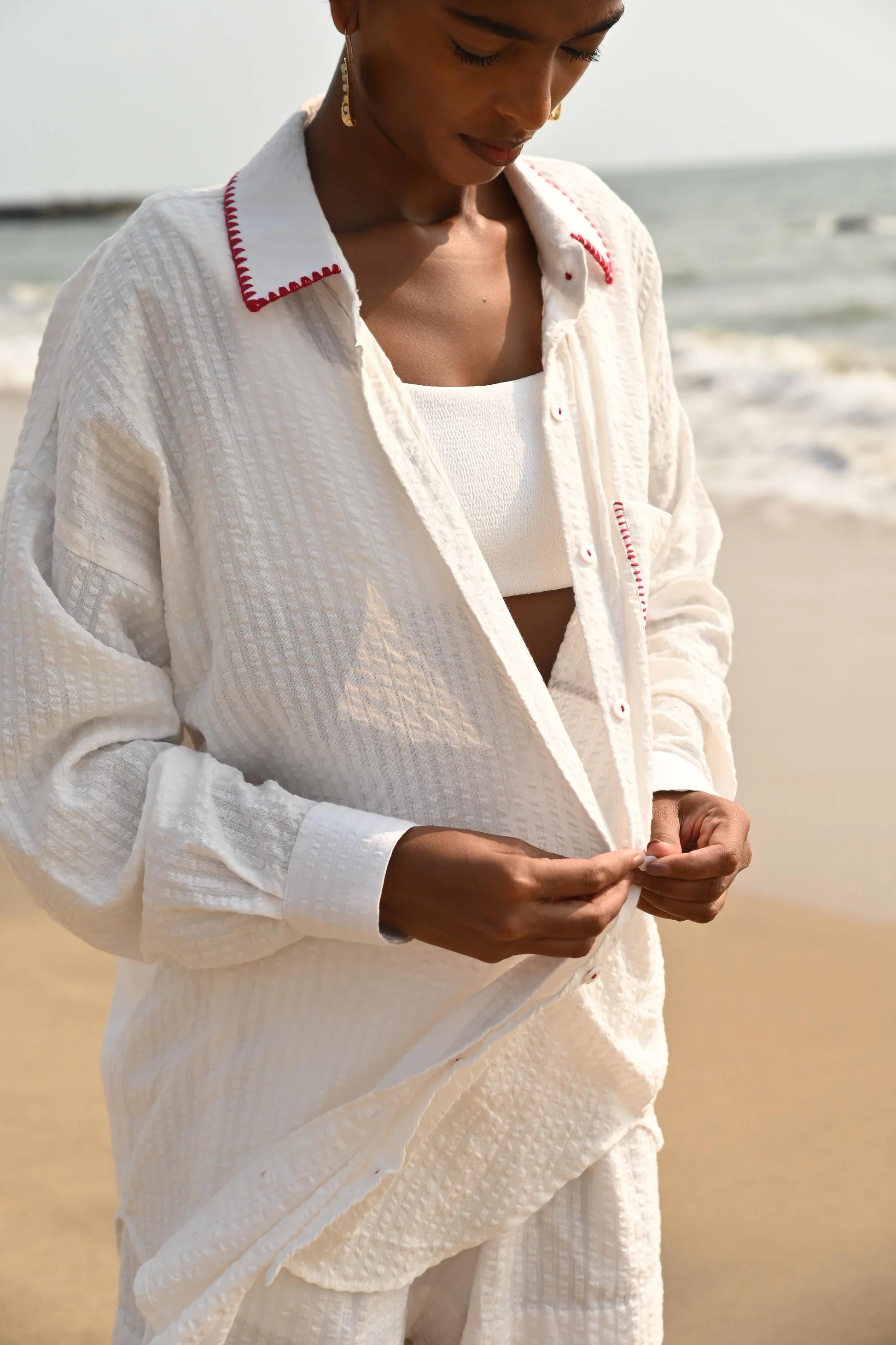 Red Cotton Shirt | Oversized | Breezy
