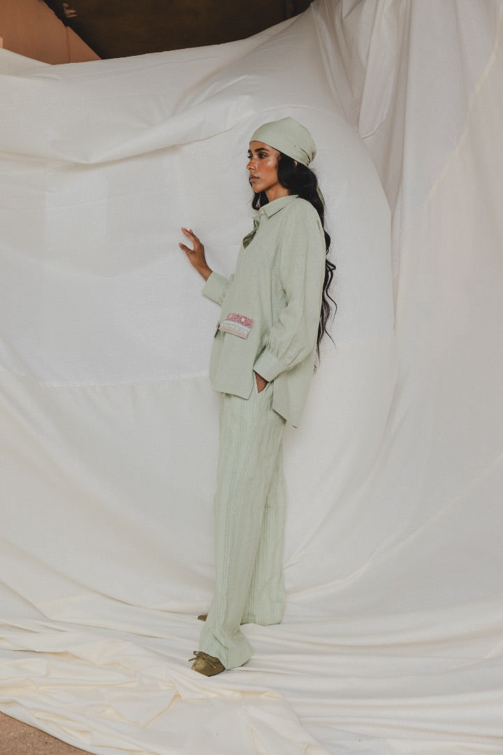 Mint Green Sandra Pocket Embroidered Shirt