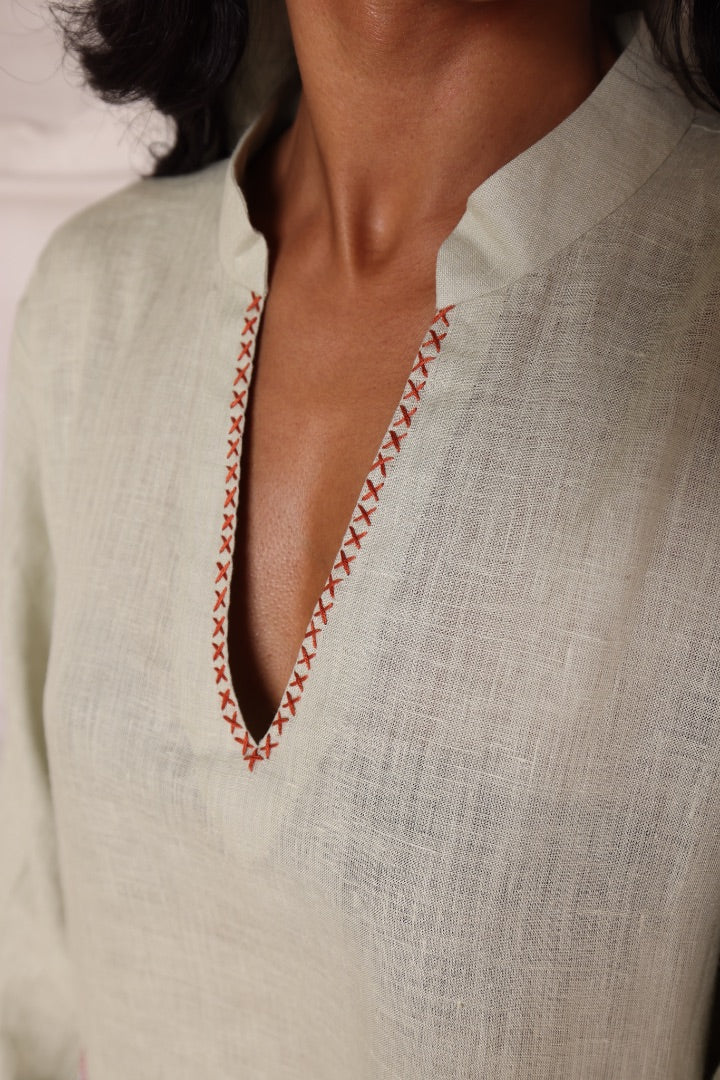 Linen Embroidered Kaftan