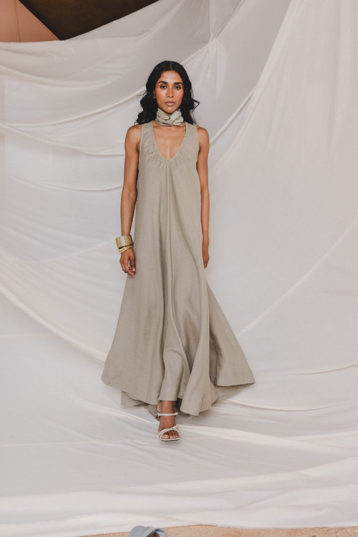 Sage Green Flora Maxi Dress