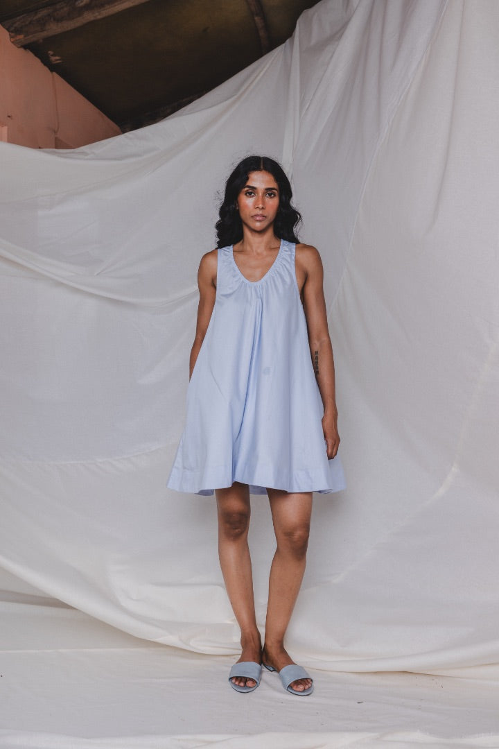 Blue Flora Short Dress