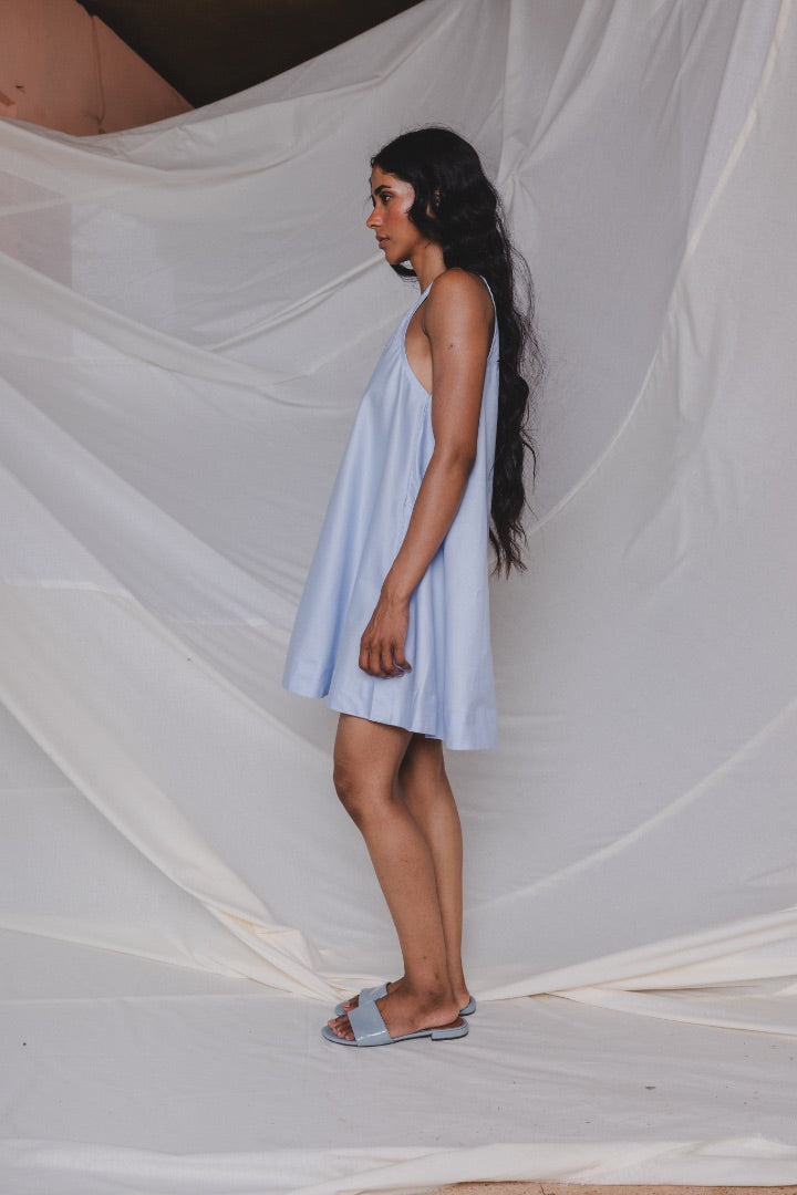 Blue Flora Short Dress