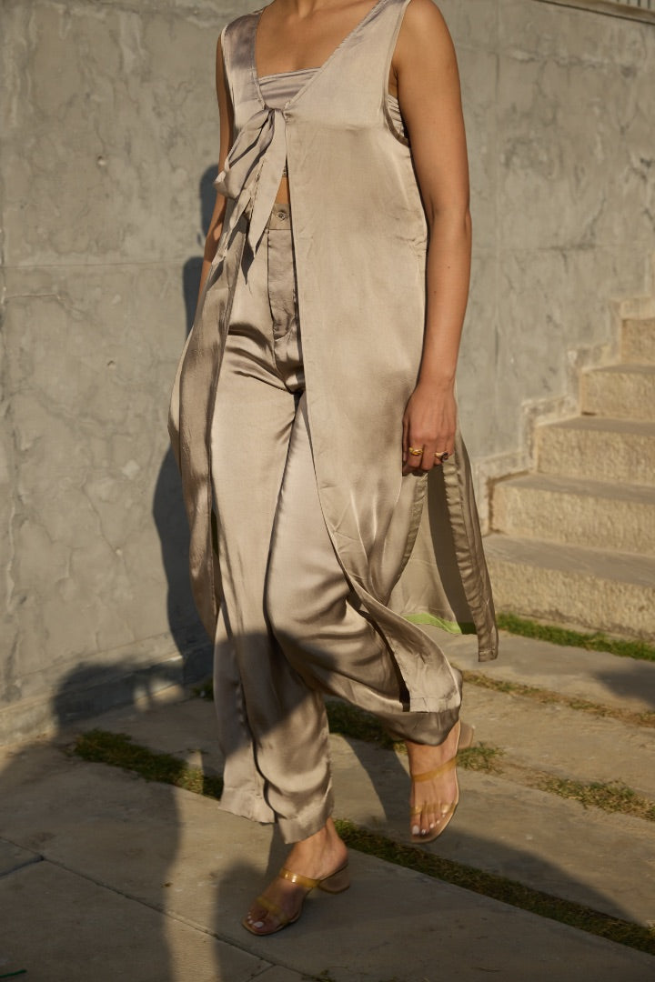 Silver Poppy Tie-up Co-ord Set