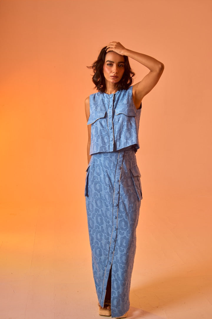 Blue Azora Skirt Set