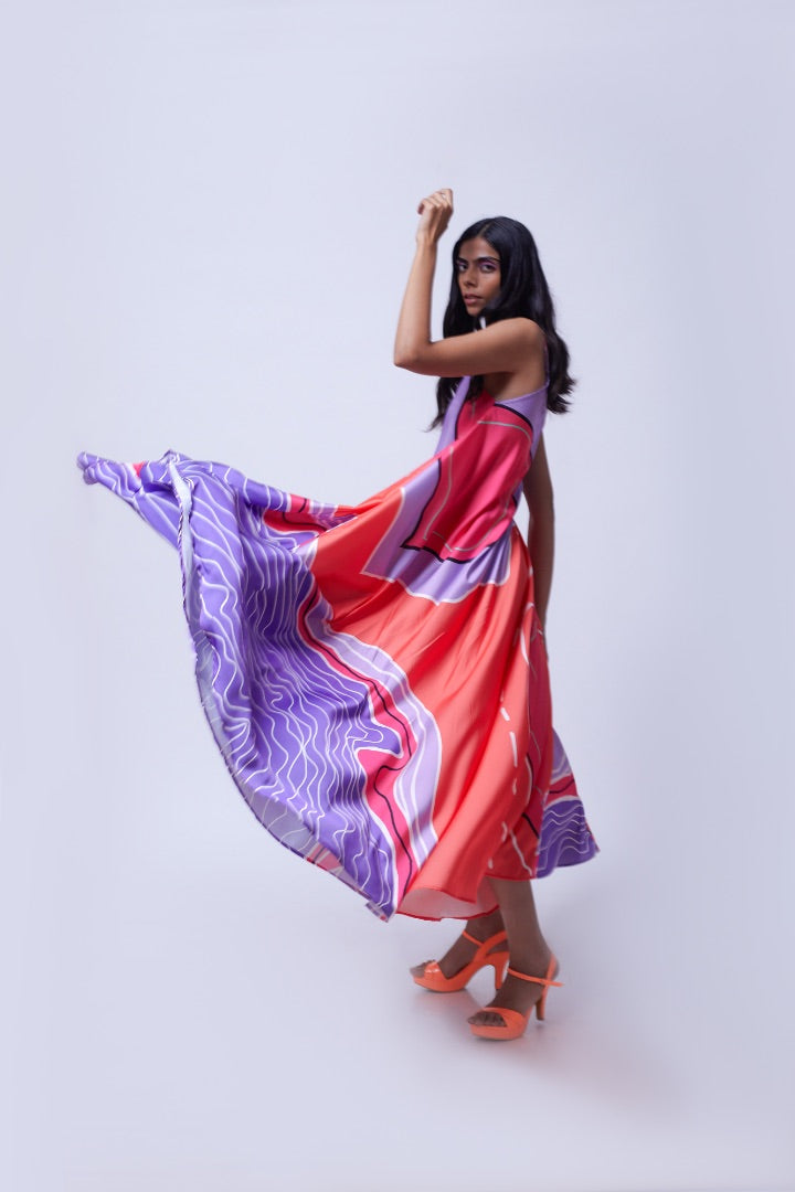 digital print | maxi Dress | satin | summer dress 