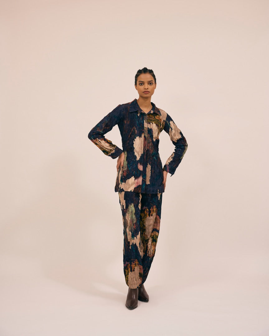 multicoloured co-ord set | silk | printed | modest