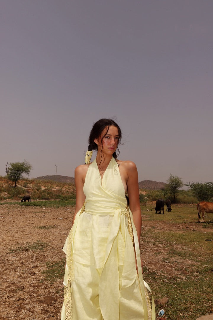 Yellow Paola Wrap around Co-ord Set