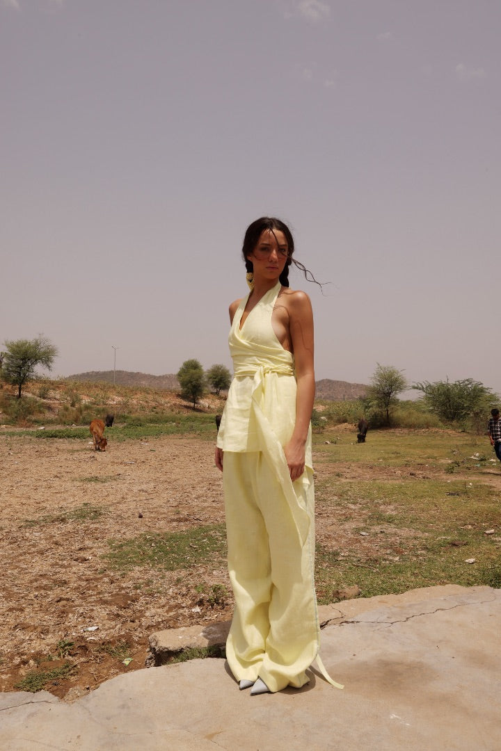 Yellow Paola Wrap around Co-ord Set