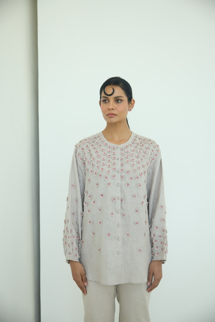 Beige Bianca French Knot Shirt