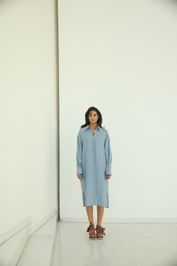 Blue Anastasia Button Down Dress