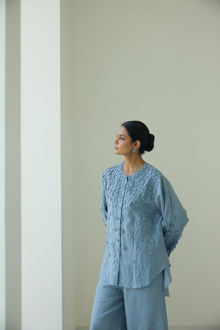 Blue Bianca French Knot Shirt