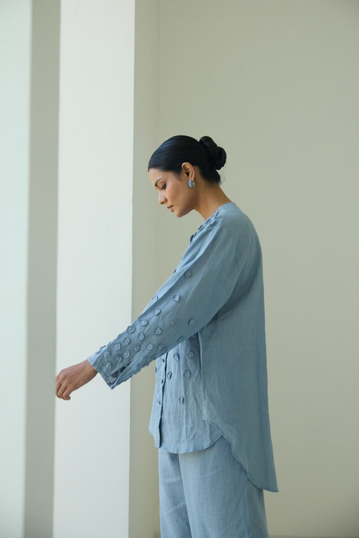 Blue Bianca French Knot Shirt
