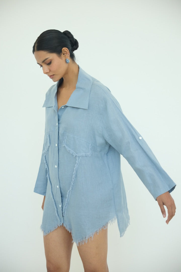 Blue Muffu Fringes Shirt