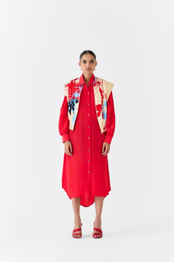 Cream Ikigai Bolero with Shirt Dress