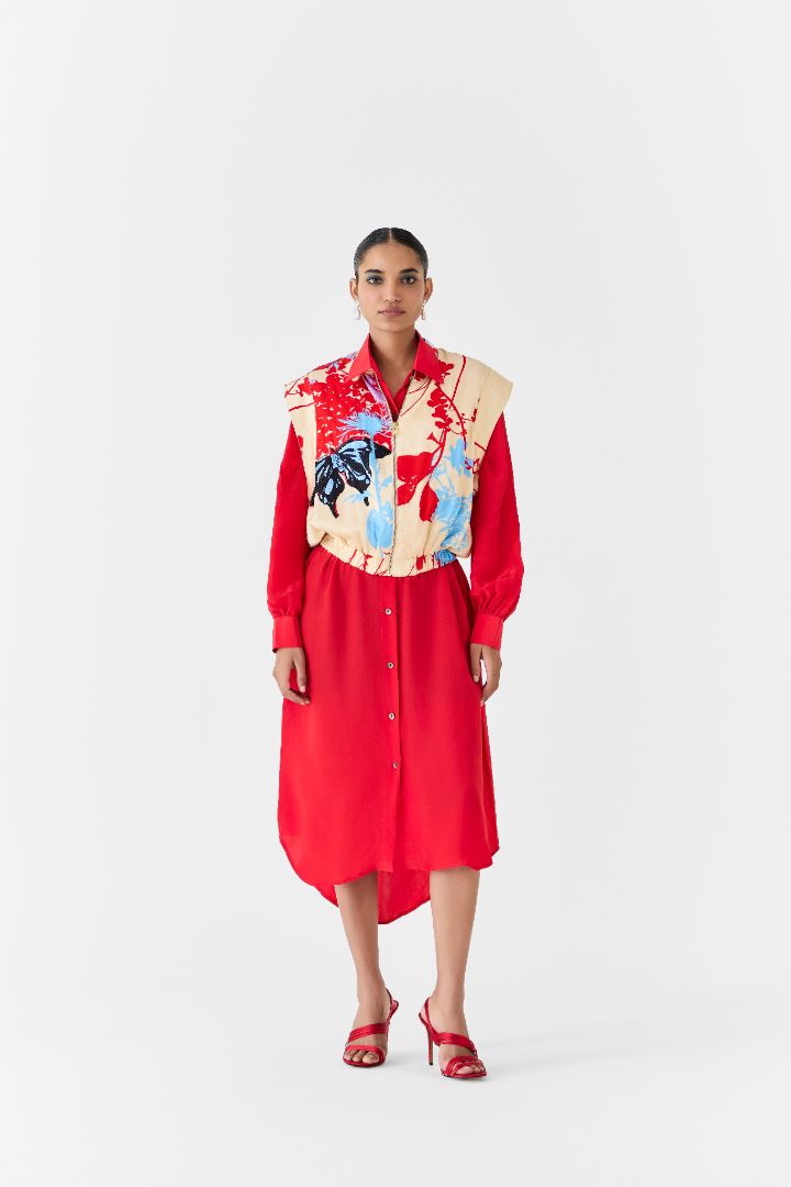 Cream Ikigai Bolero with Shirt Dress