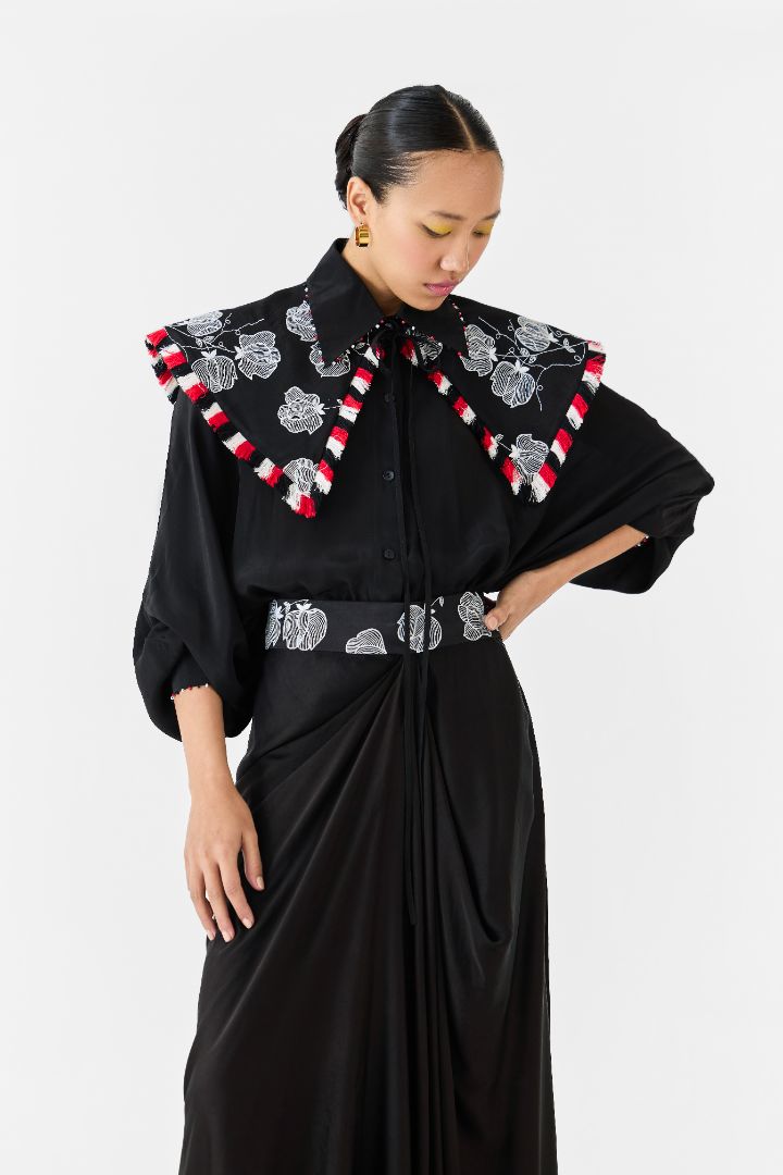 Black Tulip Batwing Shirt and Skirt Co-ord Set
