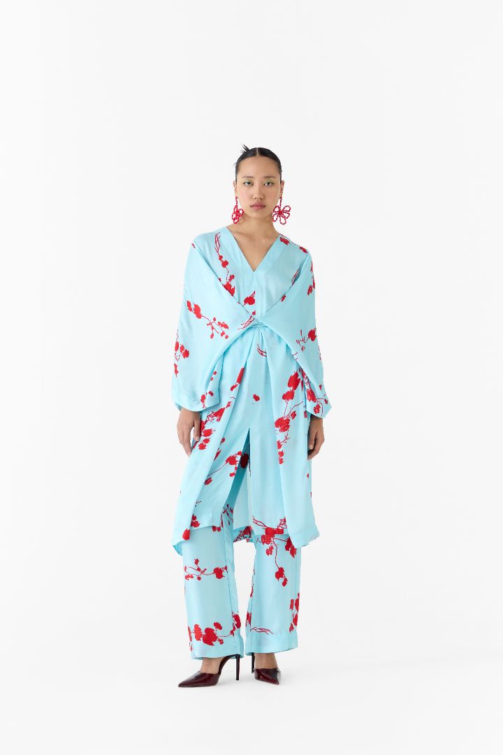 Baby Sakura Printed Kimono Co-ord