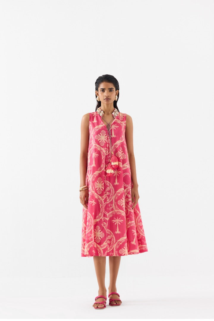 Areca Palm A-line Dress | pink | summer | spring | resort | travel