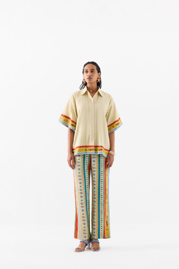 Seashell Shirt & Trousers Co-ord Set \ linen \ multicoloured \ printed