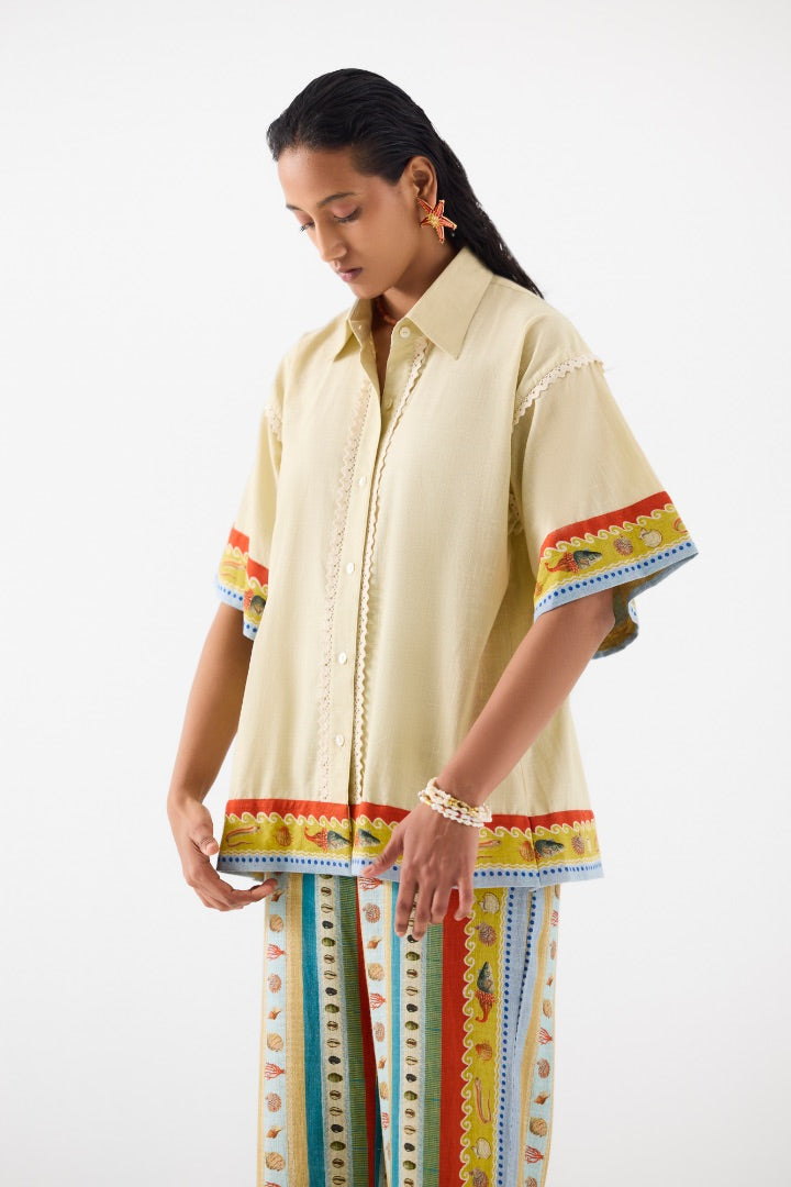 Seashell Shirt & Trousers Co-ord Set \ linen \ multicoloured \ printed