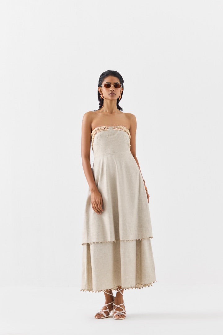 Beige Tiered Dress | Linen | Summer | Travel | Resort Wear