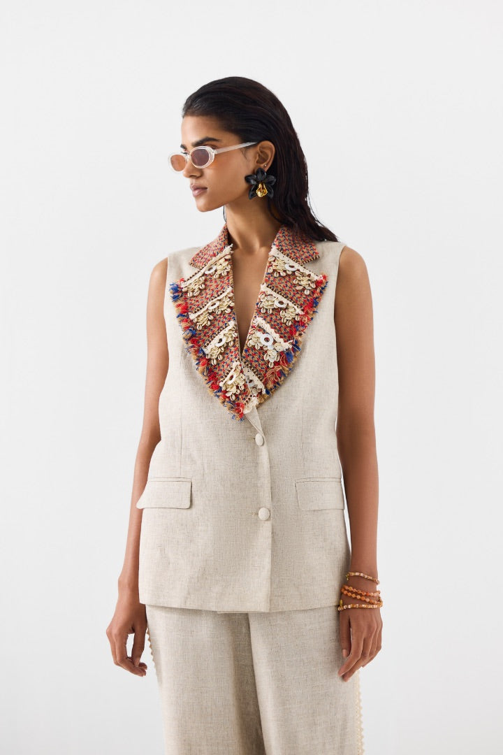 Beige Blazer And Pants Coord Set | Linen | Summer | Travel