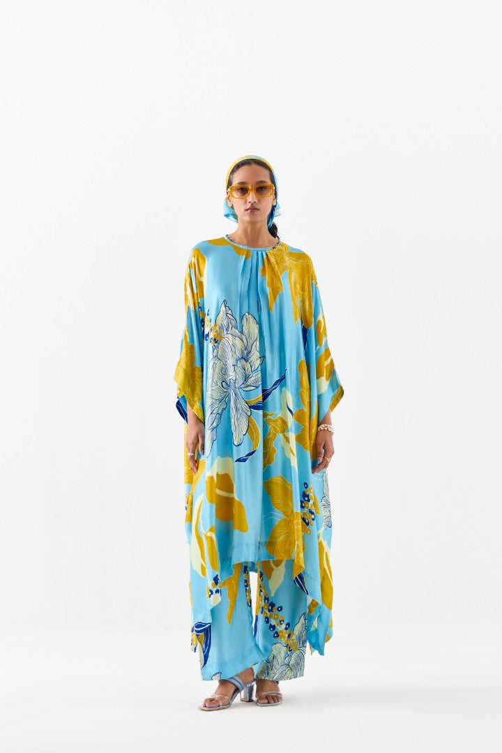 Blue Printed Kimono And Pants | Silk | Summer \ travel | resort 