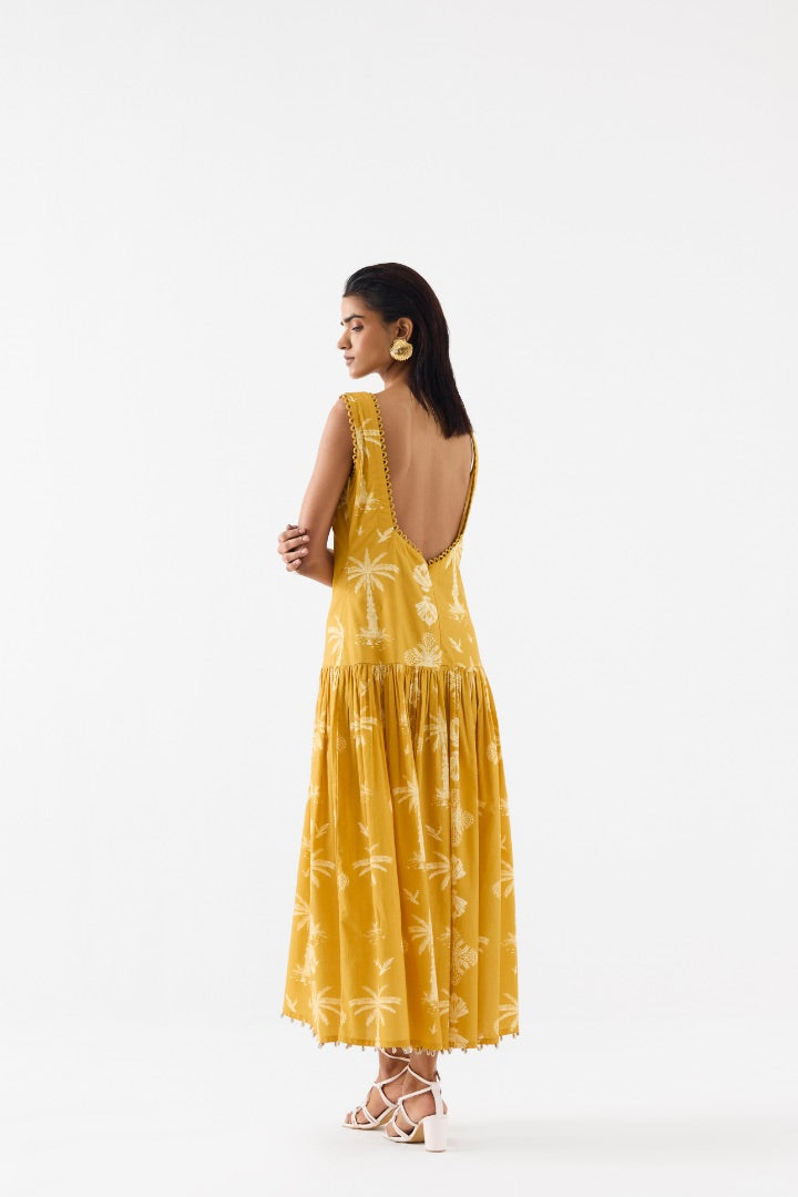 Yellow Printed Long Dress | cotton | summer | spring | travel | resort