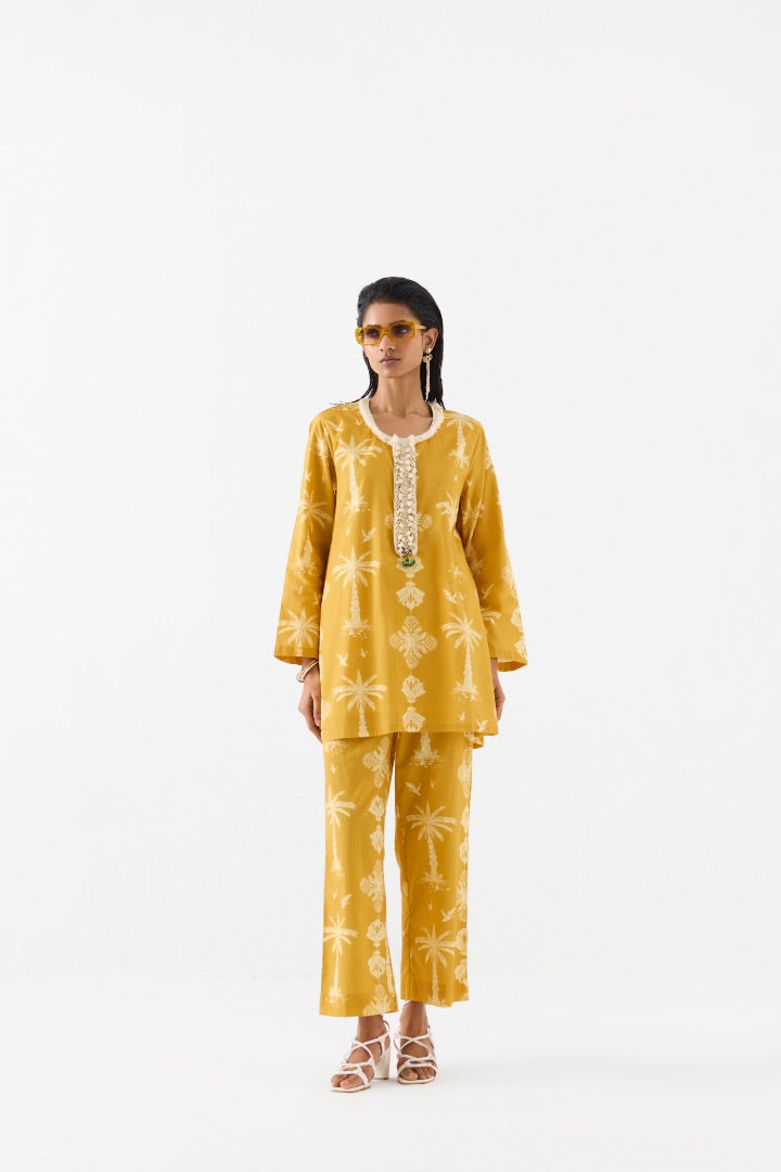 Yellow Short Kurta and Pants | modest | printed | cotton | summer