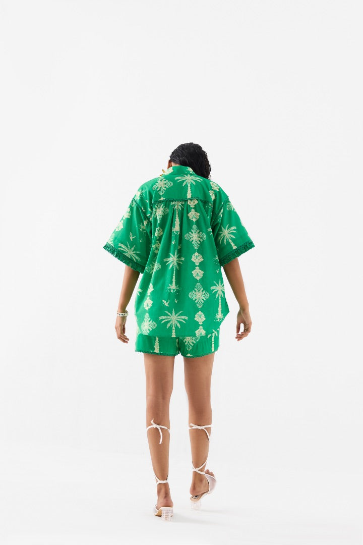 Green printed Shirt and Shorts Co-ord Set \ summer | cotton | travel