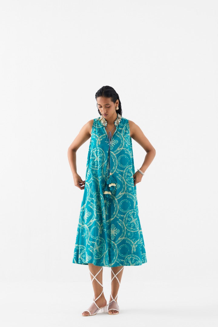 turquoise A-line Dress | blue | summer | spring | resort | travel