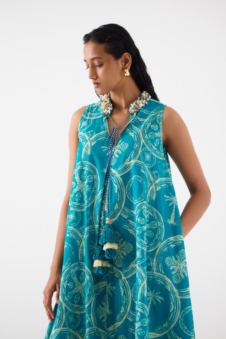 turquoise A-line Dress | blue | summer | spring | resort | travel