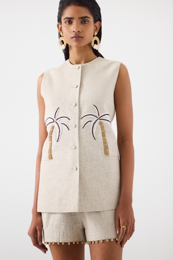 Beige Blazer And Shorts Coord Set | Linen | Summer | Vacation 