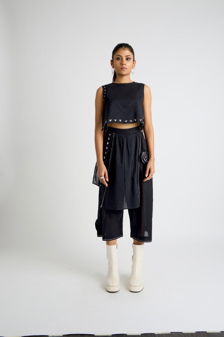 Kala Dil Co-ord Set | mul | embroidery | black