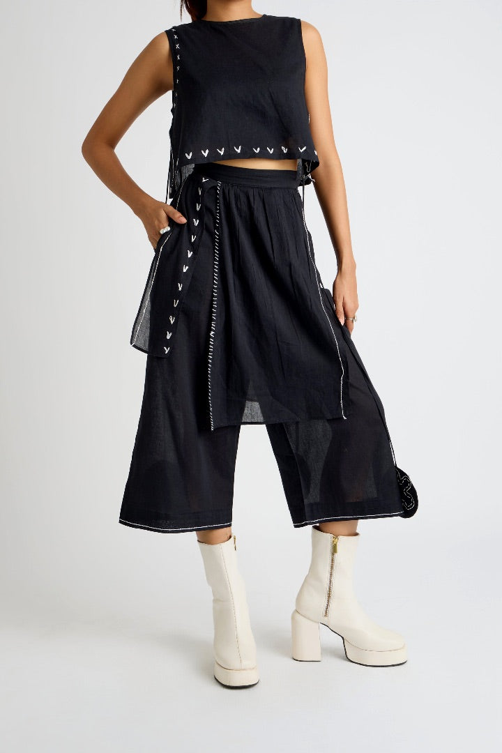 Kala Dil Co-ord Set | mul | embroidery | black