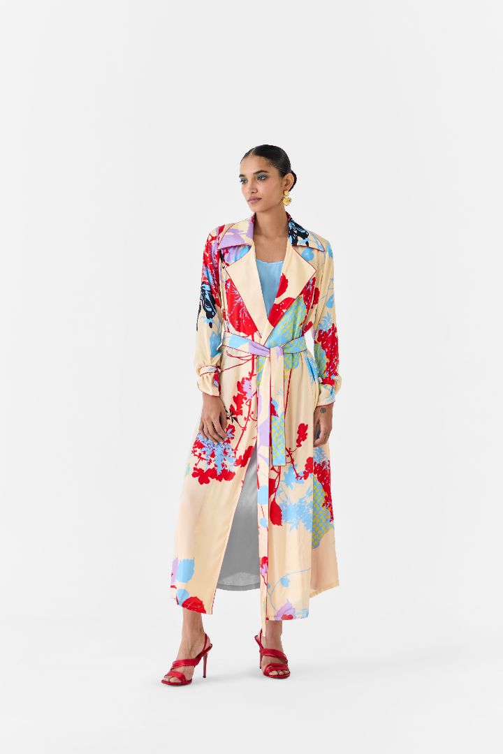 Cream Ikigai Trench Coat & Slip Dress