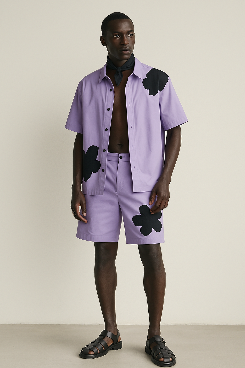 Lavender Poplin Appliqué Shorts