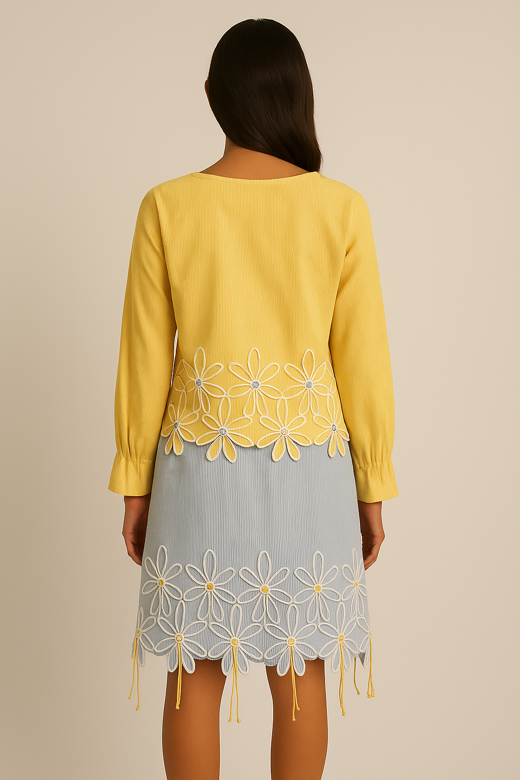 Blue Daisy Embroidered Skirt