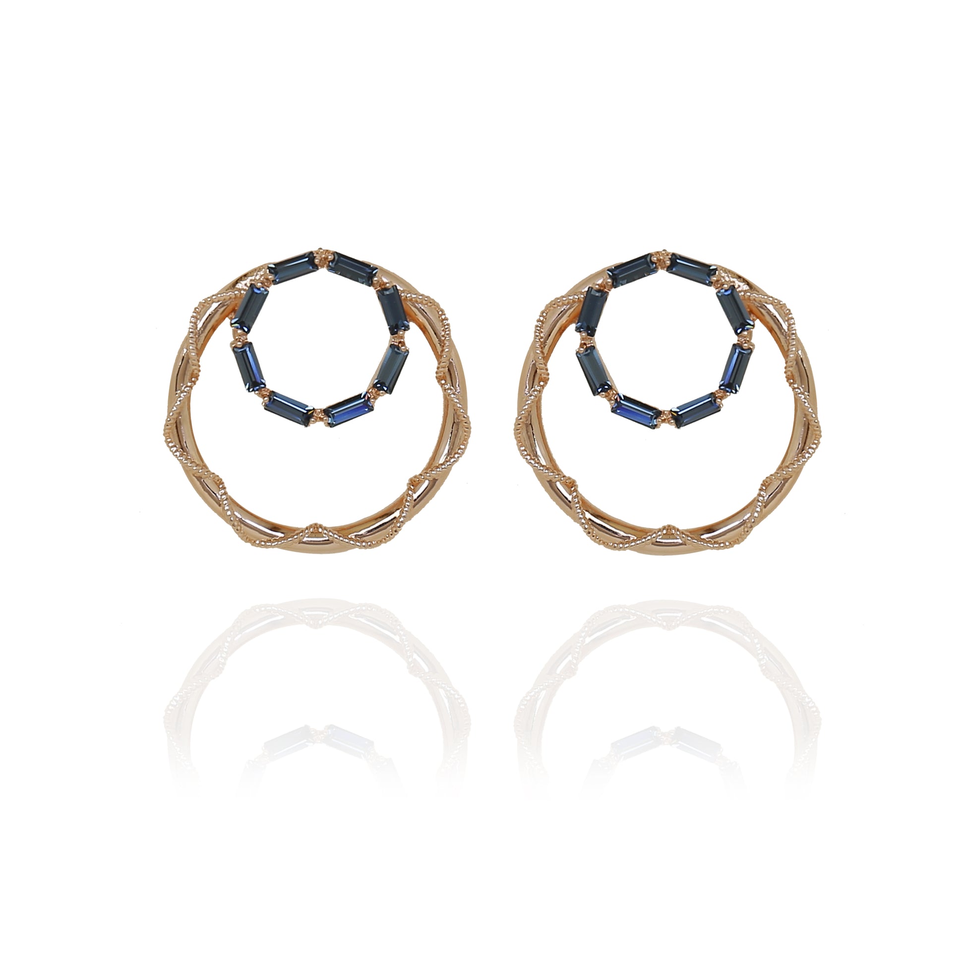 Gold Swarovski Crystals Circular Earrings