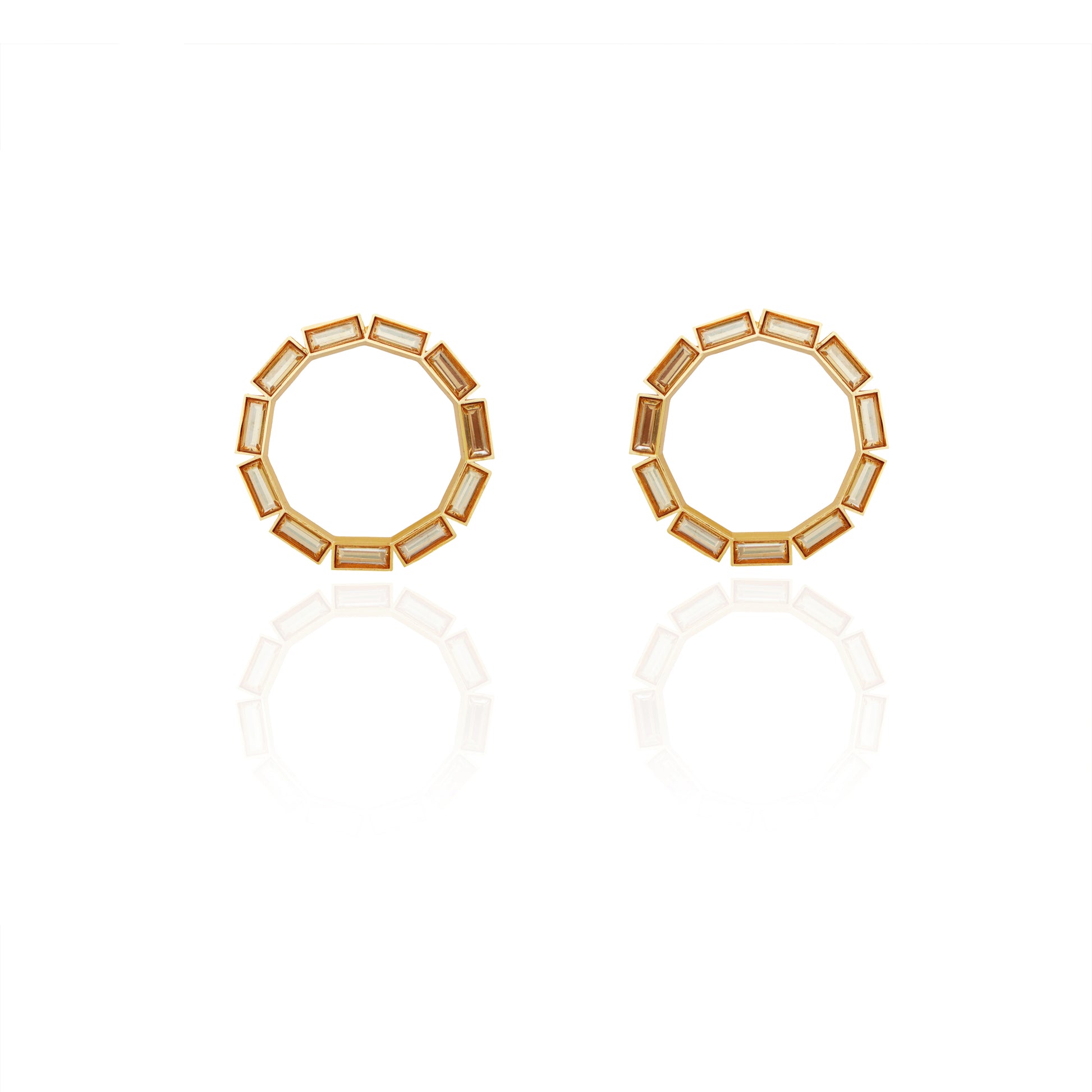 Gold Swarovski Crystals Circular Earrings