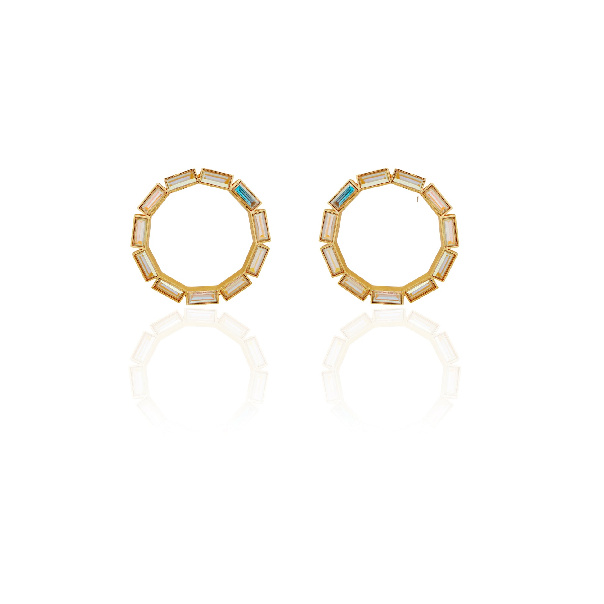 Gold Swarovski Crystals Circular Earrings