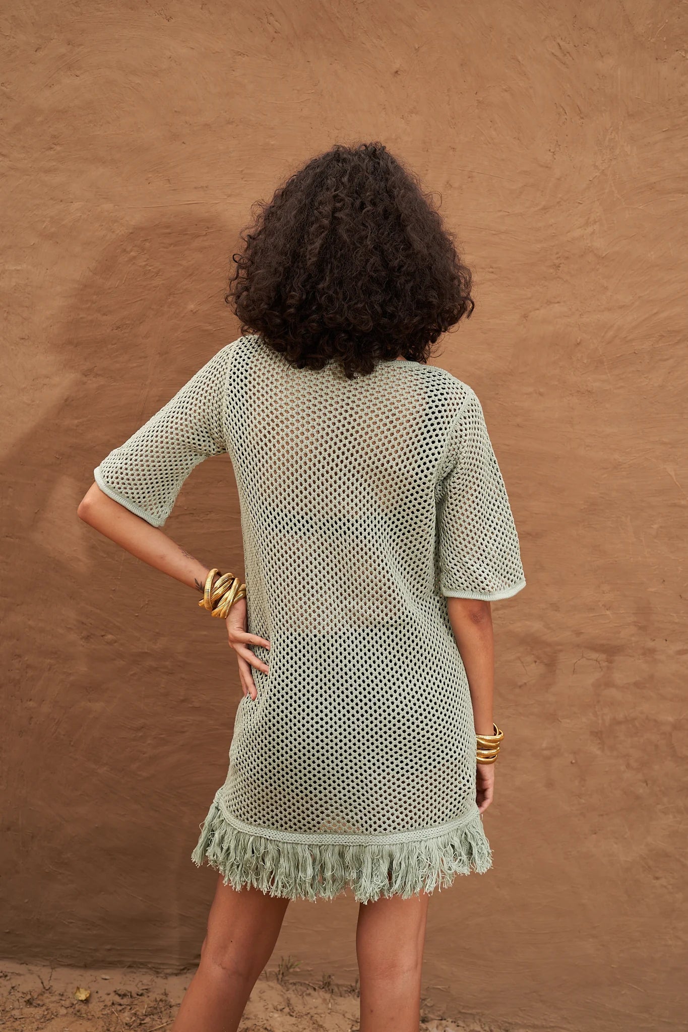 knit dress | green | beach coverall | mini dress