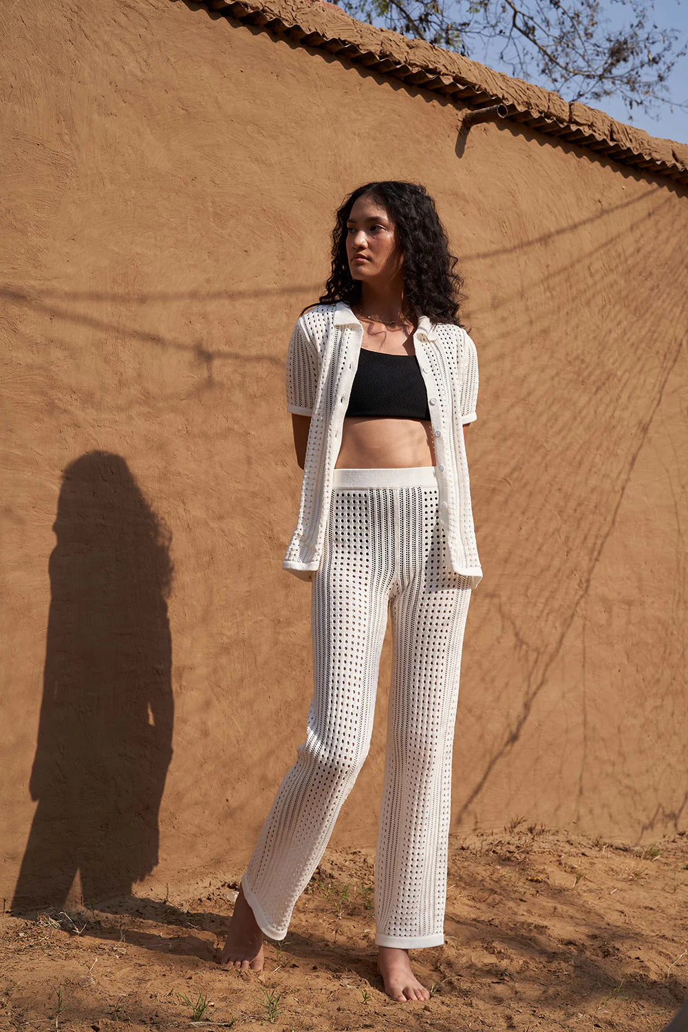 knitted coord set | white | cotton \ summer wear