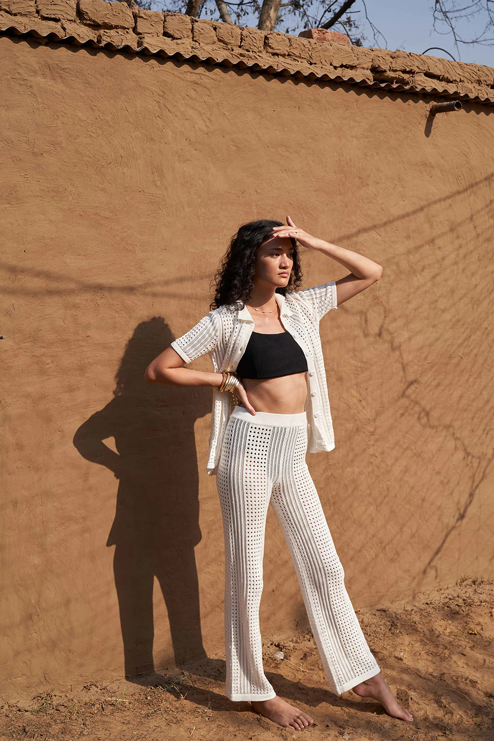 knitted coord set | white | cotton \ summer wear